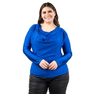 Foto 1 | Foto 1 | Blusa Elegante De Satín Roman Fashion /tallas Extras, 1787 (azul Rey) Azul