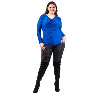 Foto 6 | Foto 6 | Blusa Elegante De Satín Roman Fashion /tallas Extras, 1787 (azul Rey) Azul