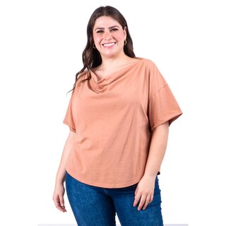 Foto 1 | Foto 1 | Blusa Escote Drapeado Roman Fashion /tallas Extras, 228 (cafe) Cafe