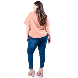 Foto 3 | Foto 3 | Blusa Escote Drapeado Roman Fashion /tallas Extras, 228 (cafe) Cafe