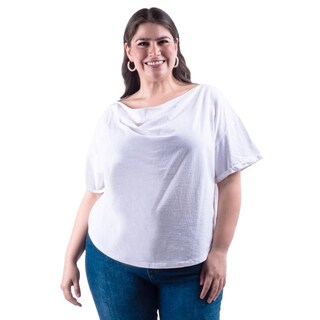 Foto 1 | Foto 1 | Blusa Escote Drapeado Roman Fashion /tallas Extras, 228 (blanco) Blanco