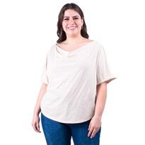 Blusa Escote Drapeado Roman Fashion /tallas Extras, 228 (beige) Beige