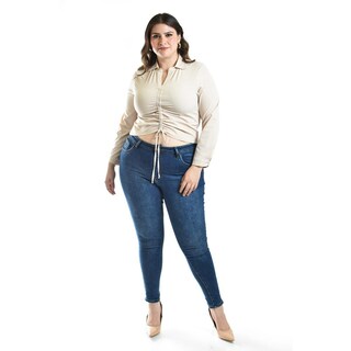 Foto 5 | Foto 5 | Blusa Con Jareta Ajustable Roman Fashion /tallas Extras, 1838 (beige) Beige