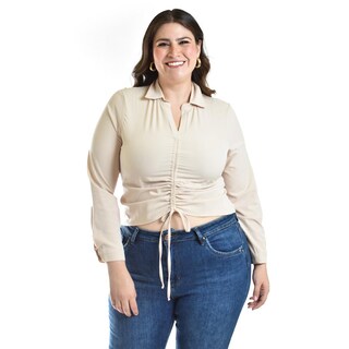 Foto 1 | Foto 1 | Blusa Con Jareta Ajustable Roman Fashion /tallas Extras, 1838 (beige) Beige
