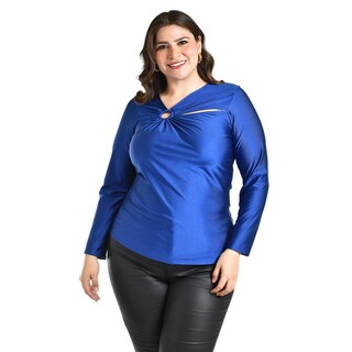 Foto 5 | Foto 5 | Blusa Con Abertura Asimetrica Roman Fashion /tallas Extras, 1841 (azul Rey) Azul