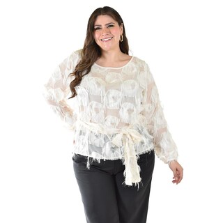 Foto 1 | Foto 1 | Blusa Con Diseño Texturizado Roman Fashion / Tallas Extras, 5105 (blanco) Blanco