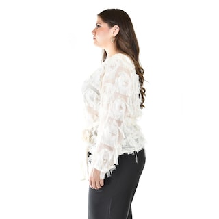 Foto 2 | Foto 2 | Blusa Con Diseño Texturizado Roman Fashion / Tallas Extras, 5105 (blanco) Blanco