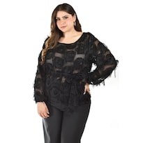 Blusa Con Diseño Texturizado Roman Fashion / Tallas Extras, 5105 (negro) Negro