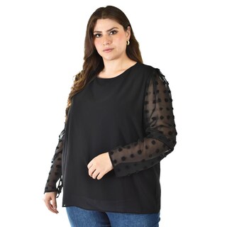 Foto 4 | Foto 4 | Blusa De Mangas Con Relieve Roman Fashion /tallas Extras, 5107 (negro) Negro