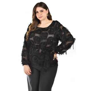 Foto 1 | Foto 1 | Blusa Con Diseño Texturizado Roman Fashion / Tallas Extras, 5105 (negro) Negro