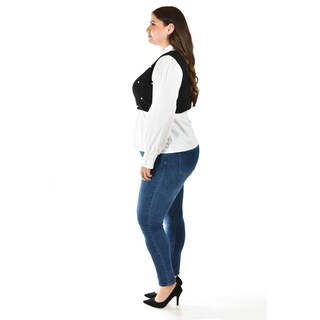 Foto 2 | Foto 2 | Blusa Con Chaleco De Perlas Roman Fashion /tallas Extras, 5102 (blanco / Negro) Negro