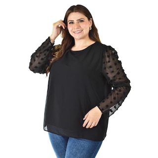 Foto 6 | Foto 6 | Blusa De Mangas Con Relieve Roman Fashion /tallas Extras, 5107 (negro) Negro