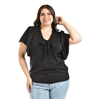 Foto 1 | Foto 1 | Blusa Con Moño Al Frente Roman Fashion /tallas Extras, 1874 (negro) Negro