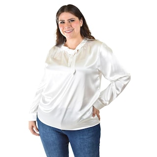 Foto 4 | Foto 4 | Blusa De Satin Con Lazo Roman Fashion /tallas Extras, 5101 (blanco) Blanco