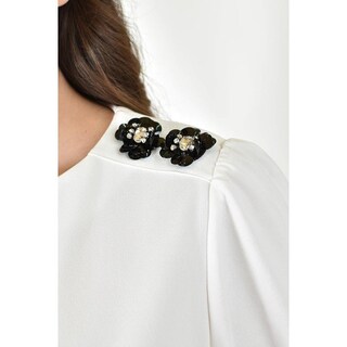 Foto 4 | Foto 4 | Blusa Con Detalle De Flor En Hombro Roman Fashion /tallas Extras, 5106 (blanco) Blanco