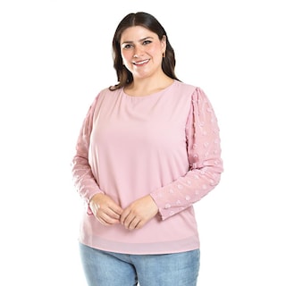 Foto 1 | Foto 1 | Blusa de Mangas con Relieve Roman Fashion 5107 Rosa Tallas Extras