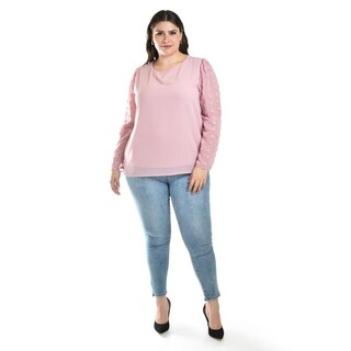 Foto 5 | Foto 5 | Blusa de Mangas con Relieve Roman Fashion 5107 Rosa Tallas Extras