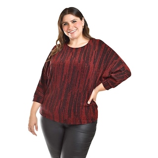 Foto 1 | Foto 1 | Blusa De Hilos Brillantes Roman Fashion /tallas Extras, 5108 (rojo) Rojo