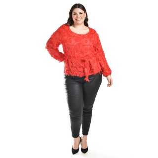 Foto 6 | Foto 6 | Blusa Con Diseño Texturizado Roman Fashion / Tallas Extras, 5105 (rojo) Rojo