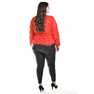 Foto 3 | Foto 3 | Blusa Con Diseño Texturizado Roman Fashion / Tallas Extras, 5105 (rojo) Rojo