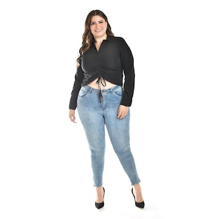Foto 5 | Foto 5 | Blusa con Jareta Ajustable Roman Fashion Tallas Extras Negro