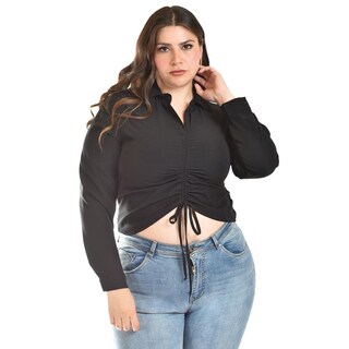 Foto 1 | Foto 1 | Blusa con Jareta Ajustable Roman Fashion Tallas Extras Negro