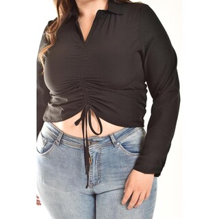 Foto 4 | Foto 4 | Blusa con Jareta Ajustable Roman Fashion Tallas Extras Negro