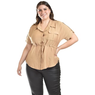 Foto 1 | Foto 1 | Blusa Camisera Ajustable Roman Fashion /tallas Extras, 2436 (beige) Beige