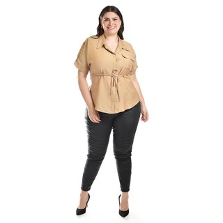 Foto 5 | Foto 5 | Blusa Camisera Ajustable Roman Fashion /tallas Extras, 2436 (beige) Beige