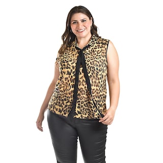 Foto 1 | Foto 1 | Blusa Animal Print Con Lazo Roman Fashion /tallas Extras, 207 (animal Print) Cafe