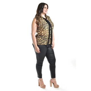 Foto 2 | Foto 2 | Blusa Animal Print Con Lazo Roman Fashion /tallas Extras, 207 (animal Print) Cafe
