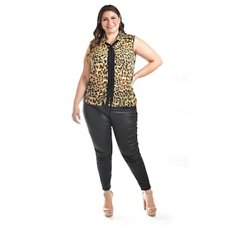 Foto 5 | Foto 5 | Blusa Animal Print Con Lazo Roman Fashion /tallas Extras, 207 (animal Print) Cafe