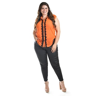 Foto 1 | Foto 1 | Blusa Con Detalle De Encanje Roman Fashion /tallas Extras, 8004 (naranja) Naranja