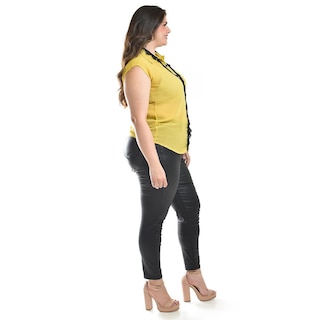 Foto 2 | Foto 2 | Blusa Con Detalle De Encaje Roman Fashion /tallas Extras, 8004 (amarillo) Amarillo