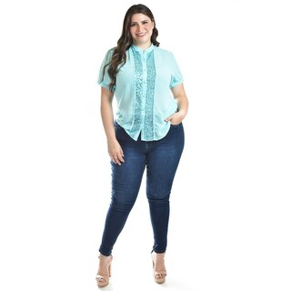 Foto 5 | Foto 5 | Blusa Con Detalles De Lentejuela Roman Fashion /tallas Extras, 8034 (menta) Azul