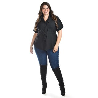 Foto 4 | Foto 4 | Blusa Camisera Ajustable Roman Fashion /tallas Extras, 2436 (negro) Negro
