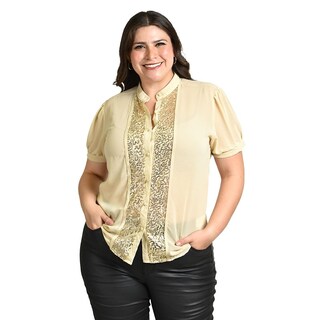 Foto 3 | Foto 3 | Blusa Con Detalles De Lentejuela Roman Fashion /tallas Extras, 8034 (dorado) Dorado