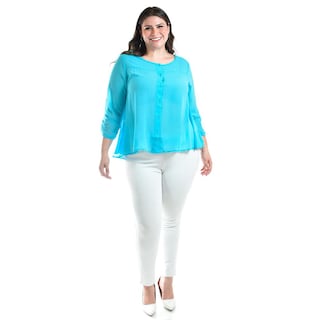 Foto 1 | Foto 1 | Blusa Con Abertura En Espalda Roman Fashion /talllas Extras, 8035 (azul Claro) Azul
