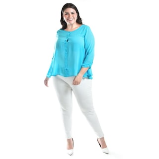 Foto 4 | Foto 4 | Blusa Con Abertura En Espalda Roman Fashion /talllas Extras, 8035 (azul Claro) Azul