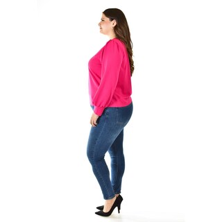 Foto 2 | Foto 2 | Blusa con Flor en Hombro Roman Fashion 5106 Fucsia para Mujer