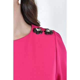 Foto 4 | Foto 4 | Blusa con Flor en Hombro Roman Fashion 5106 Fucsia para Mujer