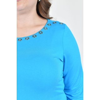 Foto 4 | Foto 4 | Blusa Con Detalles Metalicos Roman Fashion /tallas Extras, 276 (azul Claro) Azul