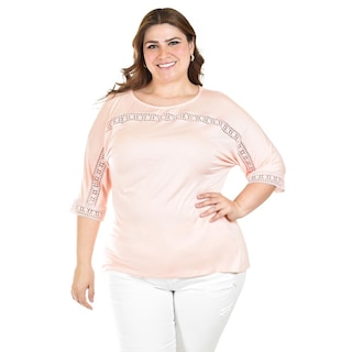 Foto 1 | Foto 1 | Blusa Con Detalle De Encaje Roman Fashion /tallas Extras, 242 (palo De Rosa) Rosa