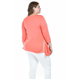 Foto 3 | Foto 3 | Blusa Asimetrica Con Detalles De Encanje Roman Fashion /tallas Extras, 274 (coral) Coral