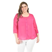 Blusa Con Abertura En Espalda Roman Fashion /talllas Extras, 8035 (fiusha) Fucsia
