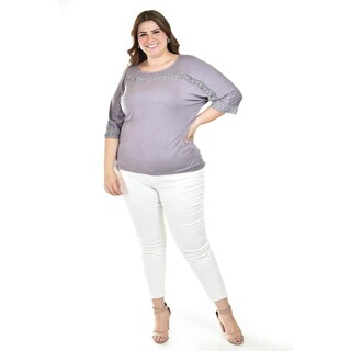 Foto 5 | Foto 5 | Blusa Con Detalle De Encanje Roman Fashion /tallas Extras, 242 (lila) Lila