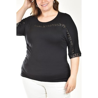 Foto 4 | Foto 4 | Blusa Con Detalle De Encaje Roman Fashion /tallas Extras, 242 (negro) Negro