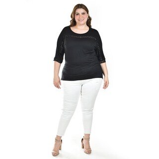 Foto 5 | Foto 5 | Blusa Con Detalle De Encaje Roman Fashion /tallas Extras, 242 (negro) Negro