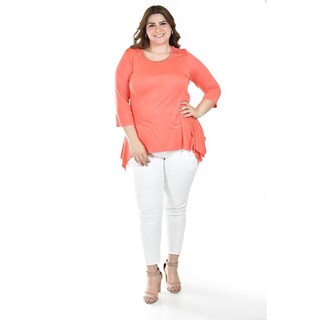 Foto 5 | Foto 5 | Blusa Asimetrica Con Detalles De Encanje Roman Fashion /tallas Extras, 274 (coral) Coral