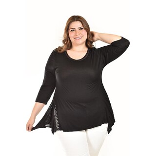 Foto 4 | Foto 4 | Blusa Asimetrica Con Detalles De Encaje Roman Fashion /tallas Extras, 274 (negro) Negro